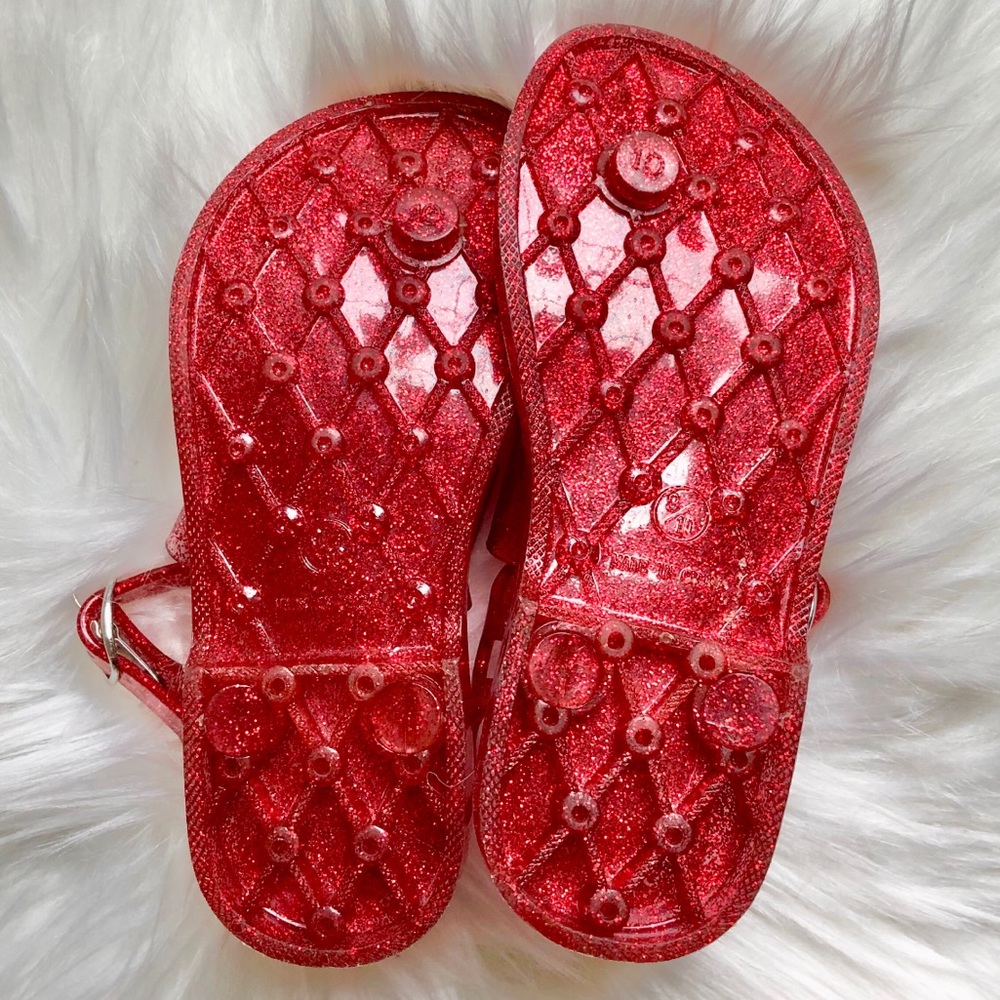NEW Gymboree Red Sparkle Bow Jelly Sandals - Picture 6 of 6